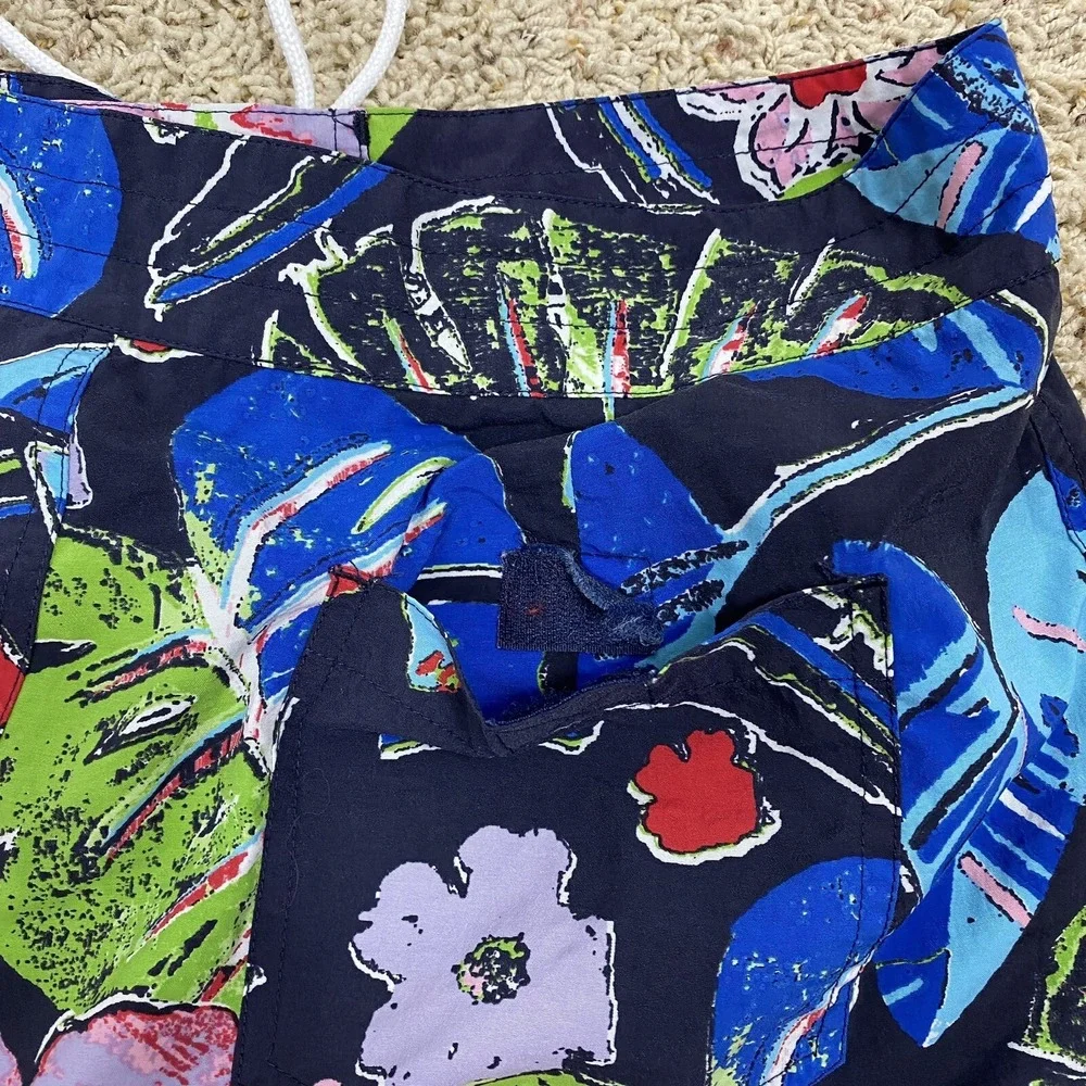 Polo Sport Ralph Lauren Board Shorts 34 Blue Floral Hawaiian Swim Trunks Pocket
